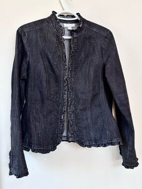 Dressbarn Woman Embellished Black Denim Blazer